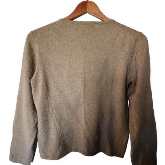 Queen of Scots 100% Cashmere Sweater Women’s M Medium Beige Crewneck Pullover - Picture 9 of 9